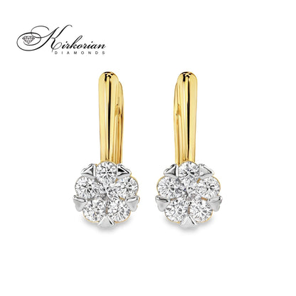 Обеци с английско закопчаване и диаманти 0.42ct | 14K жълто злато