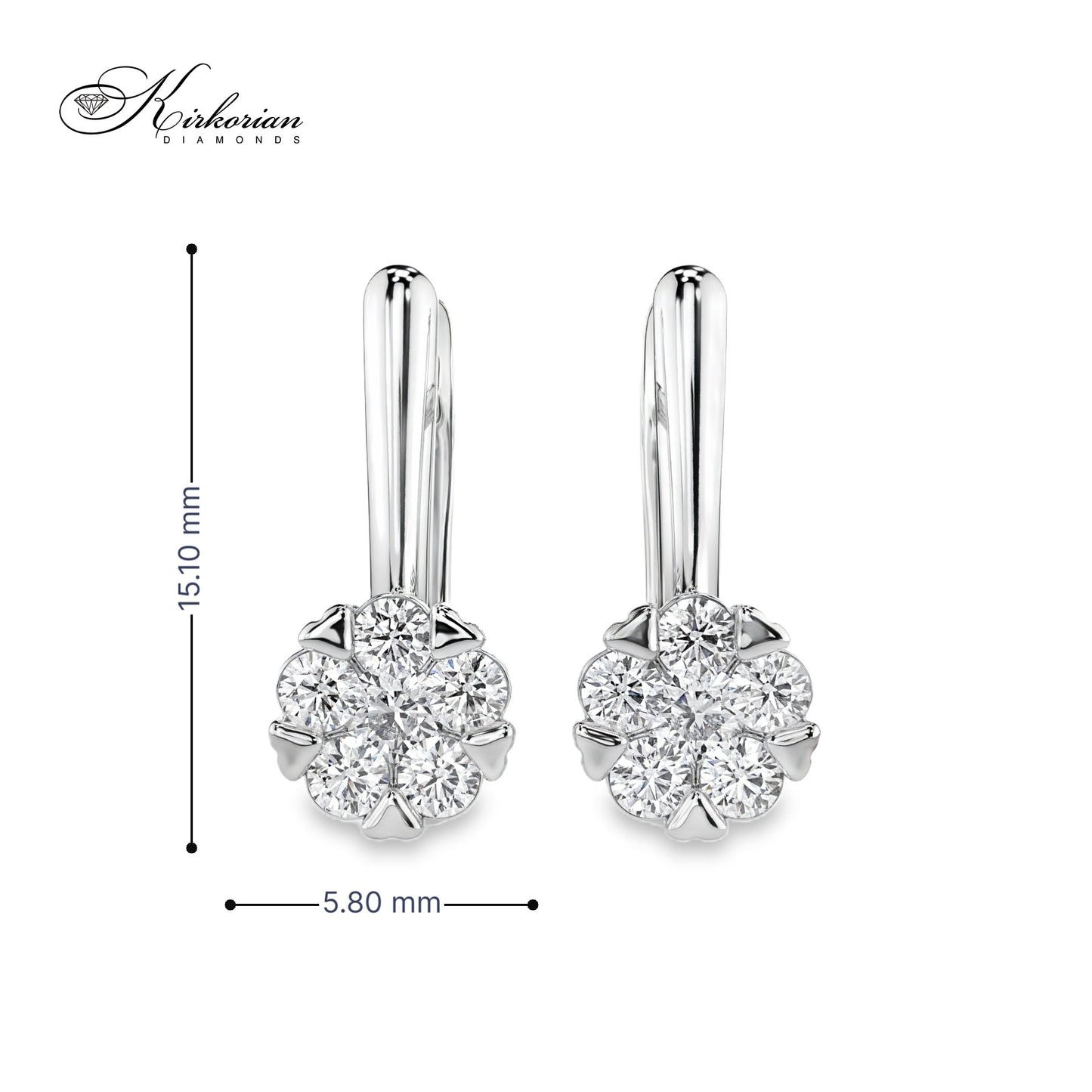 Обеци бяло злато 14к с диаманти 0.42 ct – Английско закопчаване, Код K100151B