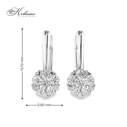 Обеци бяло злато 14к с диаманти 0.42 ct – Английско закопчаване, Код K100151B