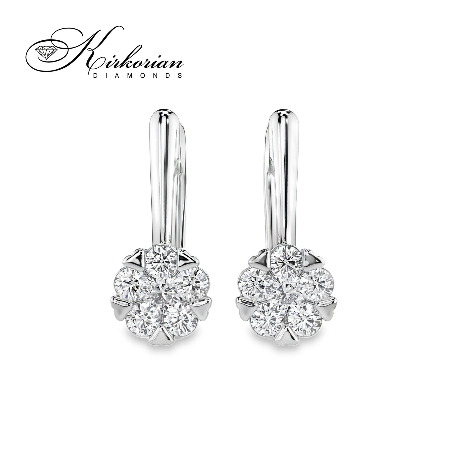 Обеци бяло злато 14к с диаманти 0.42 ct – Английско закопчаване, Код K100151B