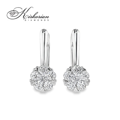 Обеци бяло злато 14к с диаманти 0.42 ct – Английско закопчаване, Код K100151B