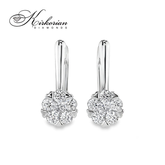 Обеци бяло злато 14к с диаманти 0.42 ct – Английско закопчаване, Код K100151B