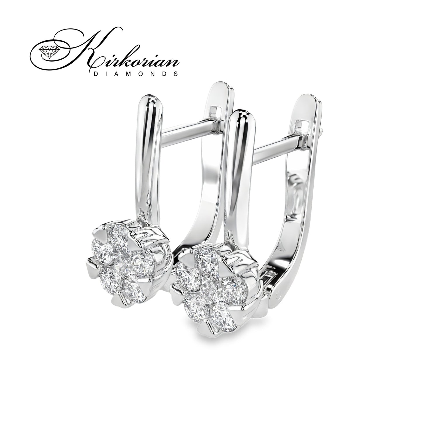Обеци бяло злато 14к с диаманти 0.42 ct – Английско закопчаване, Код K100151B