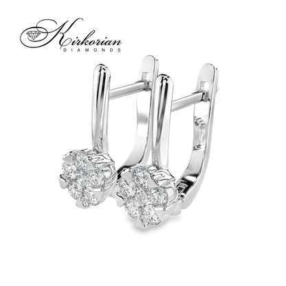 Обеци бяло злато 14к с диаманти 0.42 ct – Английско закопчаване, Код K100151B