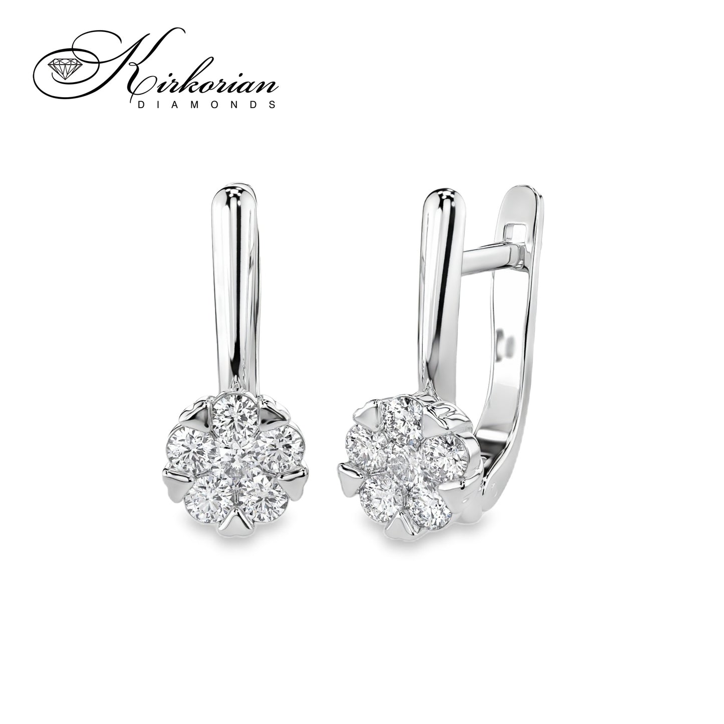 Обеци бяло злато 14к с диаманти 0.42 ct – Английско закопчаване, Код K100151B