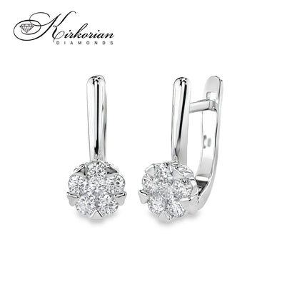 Обеци бяло злато 14к с диаманти 0.42 ct – Английско закопчаване, Код K100151B