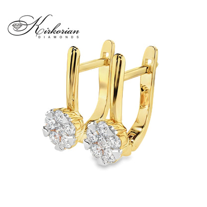 Обеци с английско закопчаване и диаманти 0.42ct | 14K жълто злато