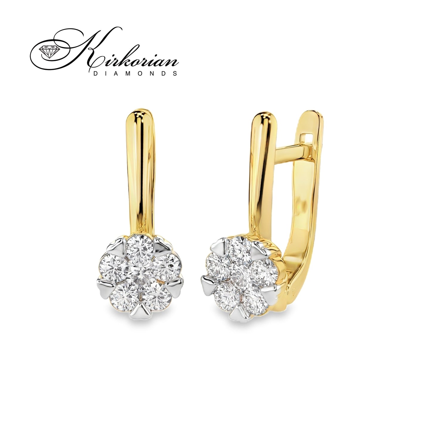 Обеци с английско закопчаване и диаманти 0.42ct | 14K жълто злато