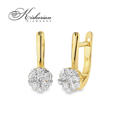 Обеци с английско закопчаване и диаманти 0.42ct | 14K жълто злато