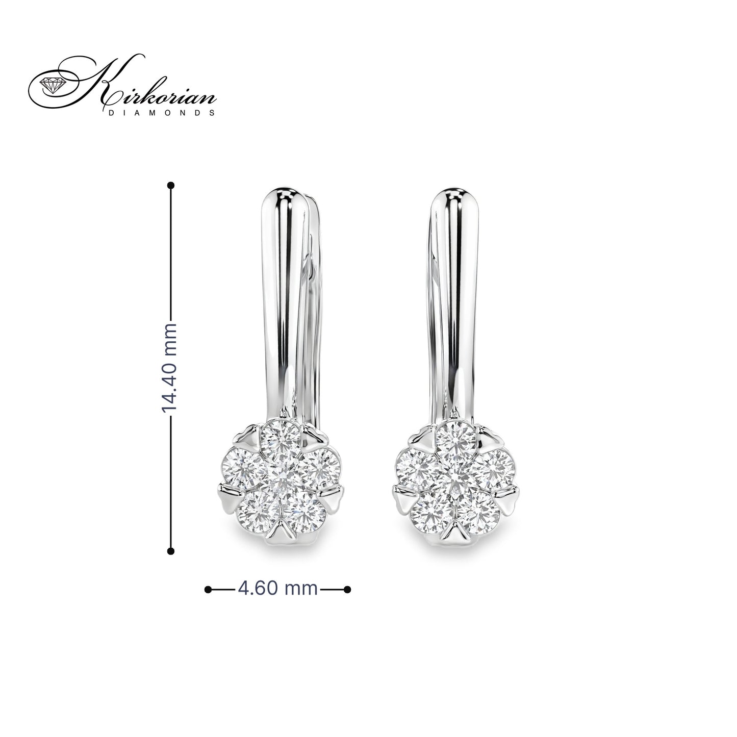 Обеци бяло злато 14к с диаманти 0.26 ct – Английско закопчаване, Код K10015B