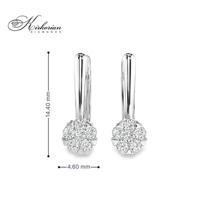 Обеци бяло злато 14к с диаманти 0.26 ct – Английско закопчаване, Код K10015B