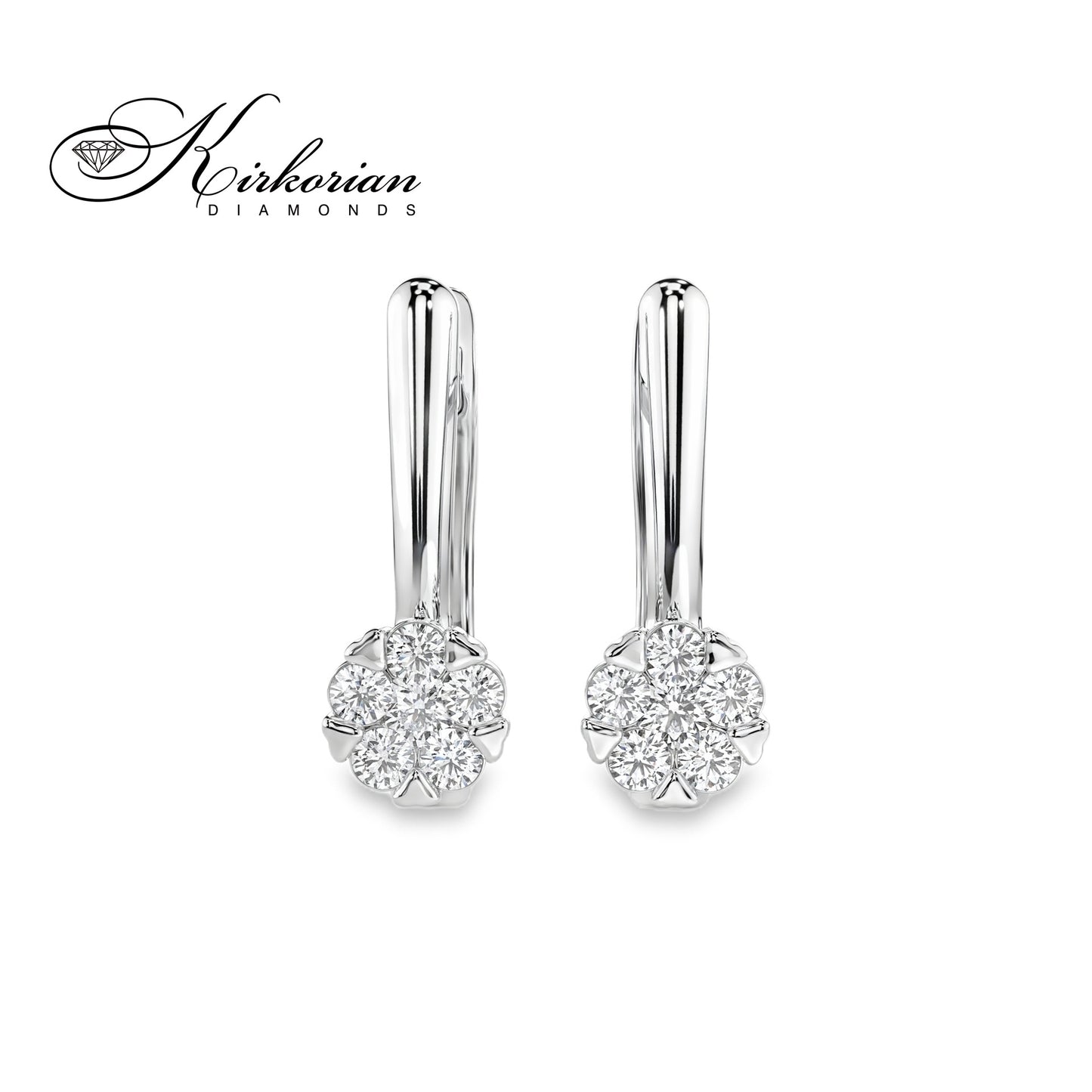 Обеци бяло злато 14к с диаманти 0.26 ct – Английско закопчаване, Код K10015B