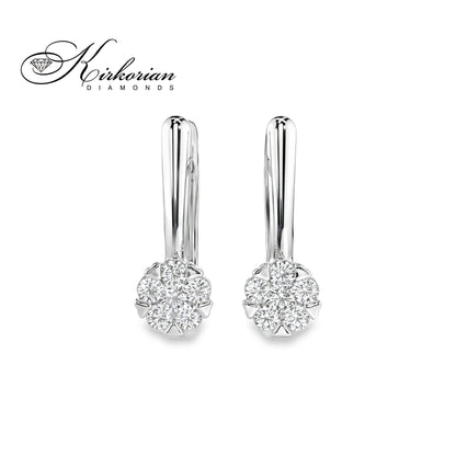 Обеци бяло злато 14к с диаманти 0.26 ct – Английско закопчаване, Код K10015B