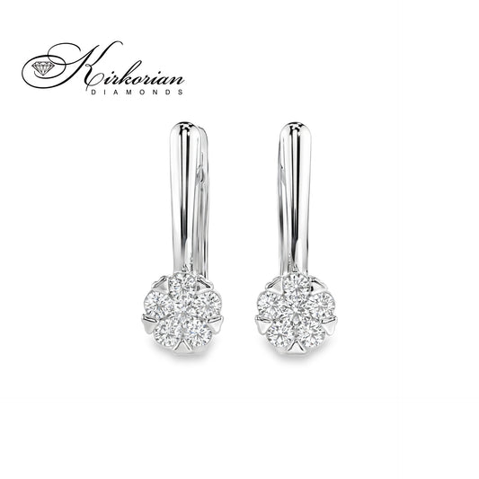 Обеци бяло злато 14к с диаманти 0.26 ct – Английско закопчаване, Код K10015B