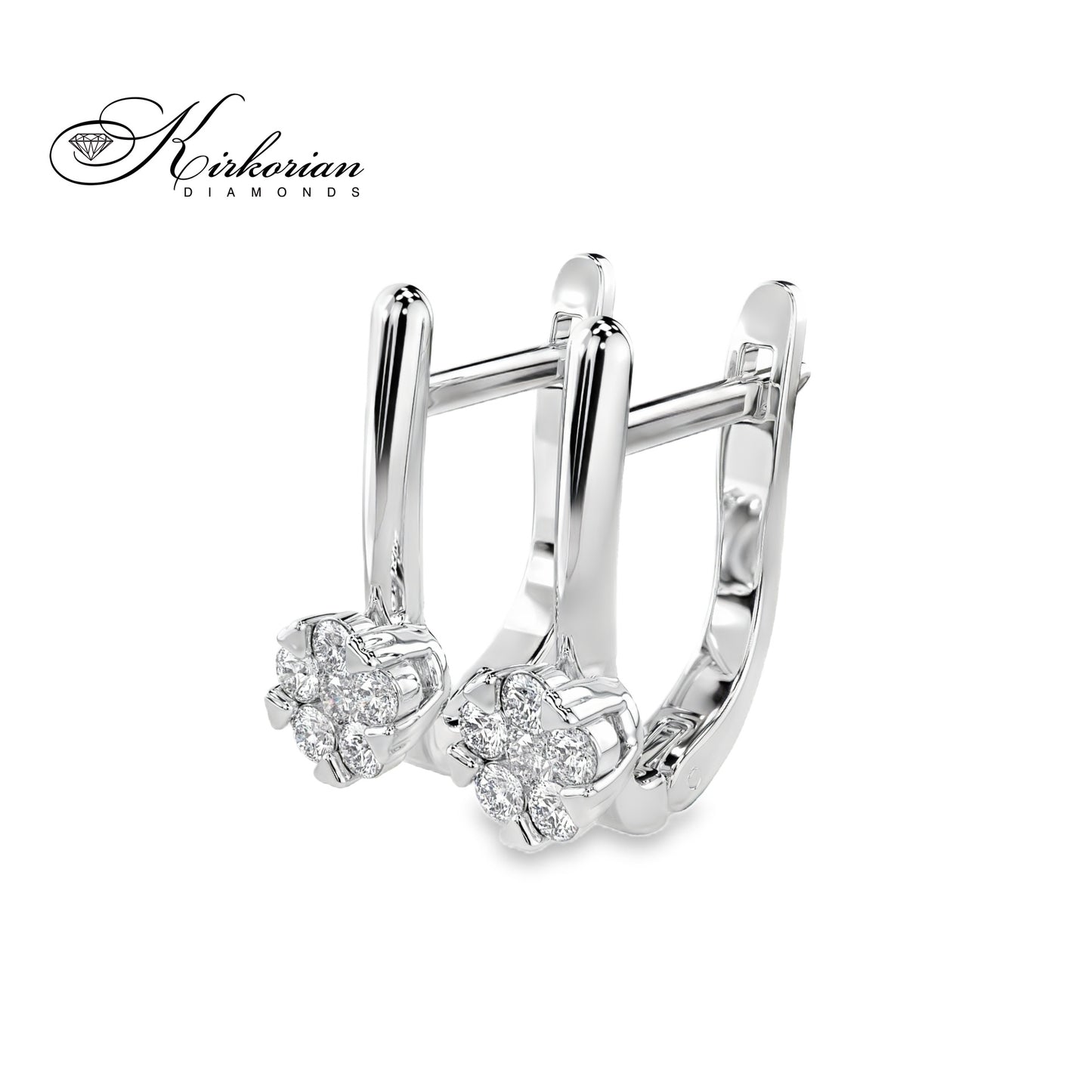 Обеци бяло злато 14к с диаманти 0.26 ct – Английско закопчаване, Код K10015B