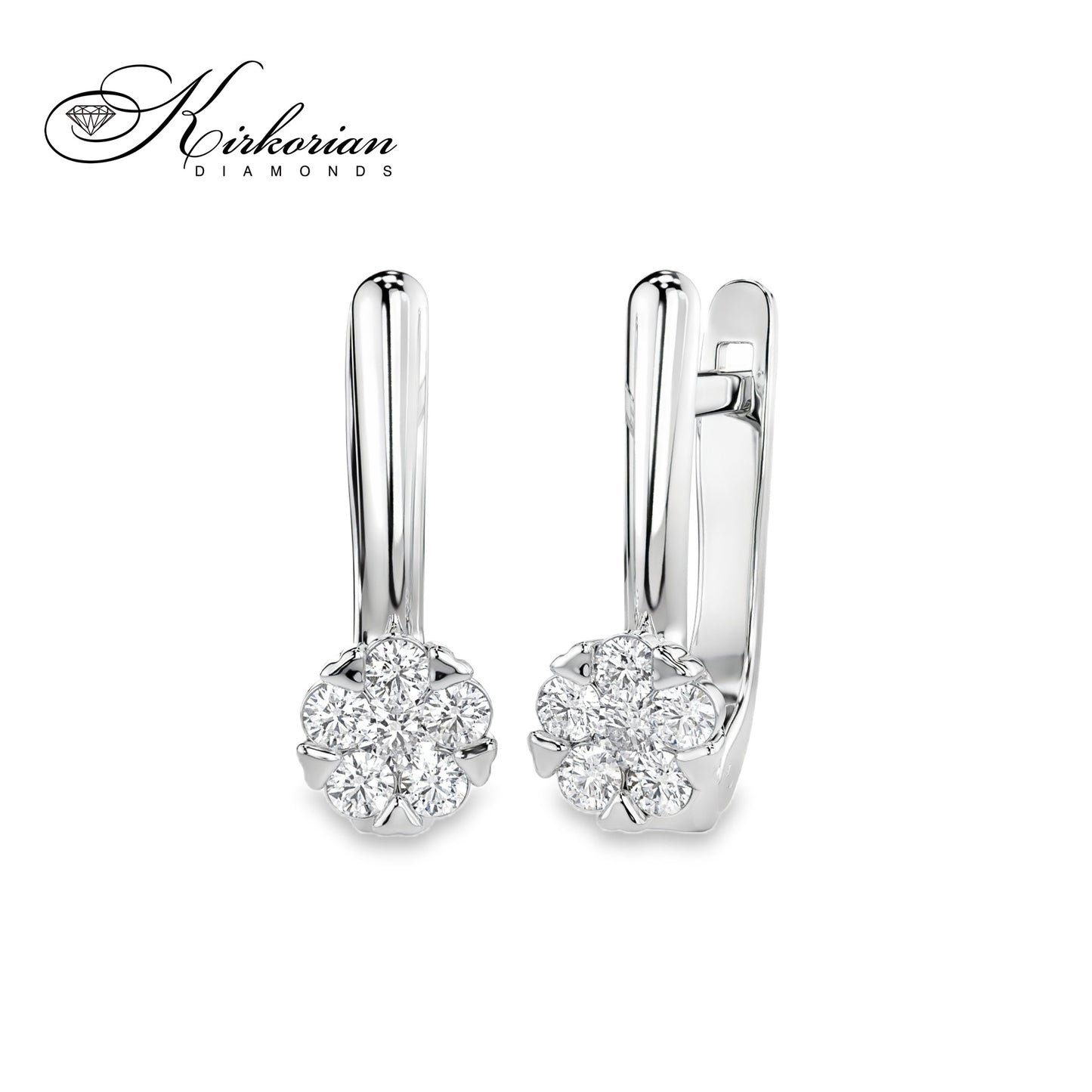 Обеци бяло злато 14к с диаманти 0.26 ct – Английско закопчаване, Код K10015B