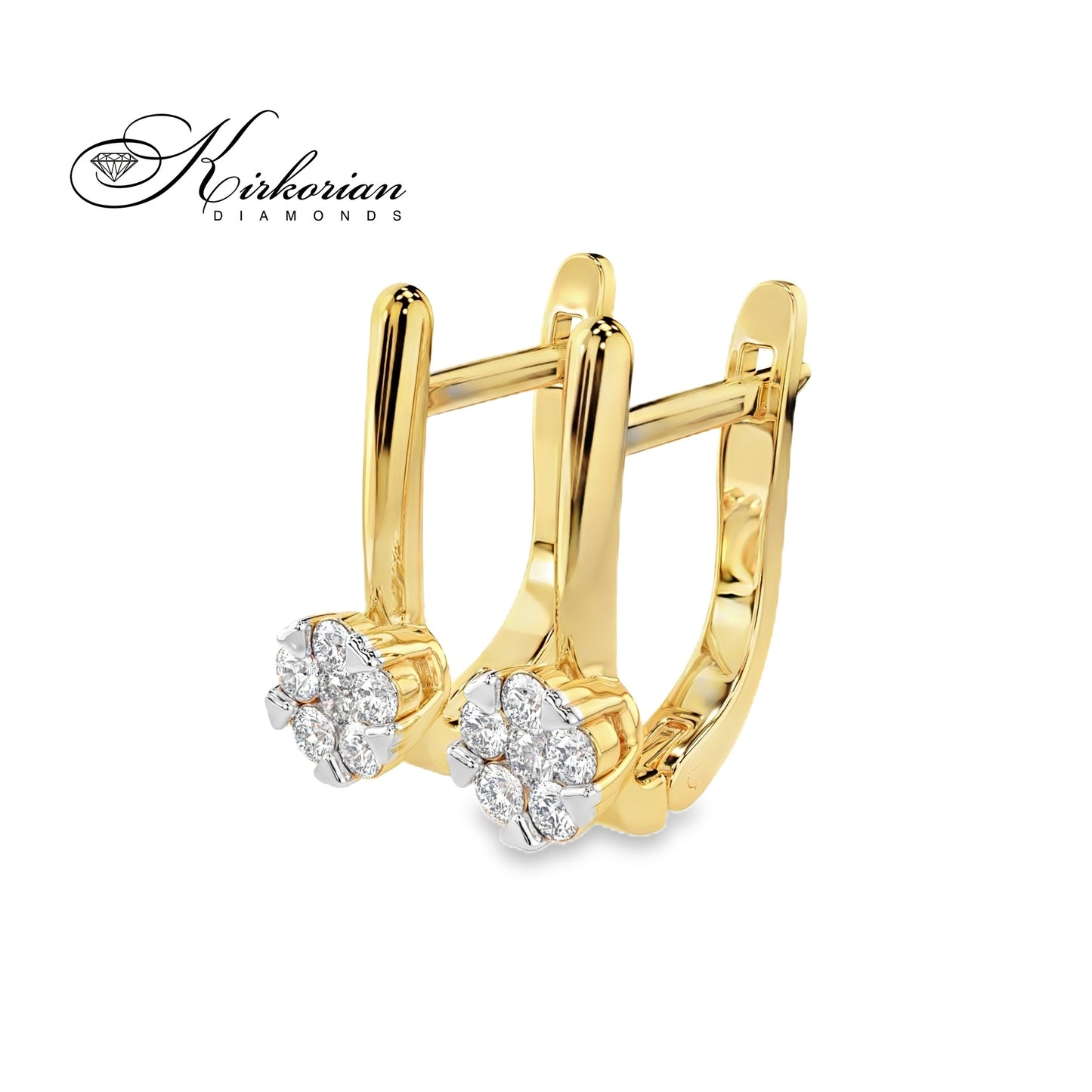 Обеци жълто злато 14к с диаманти 0.26 ct – Английско закопчаване, Код K10015