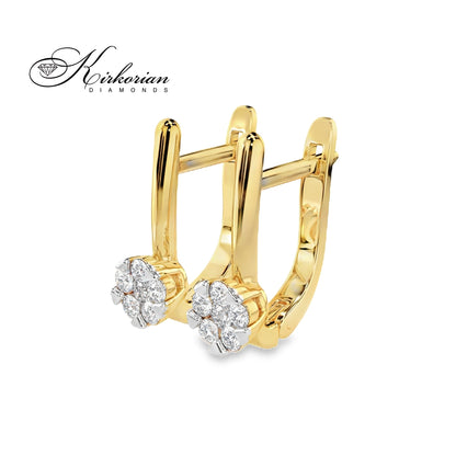 Обеци жълто злато 14к с диаманти 0.26 ct – Английско закопчаване, Код K10015