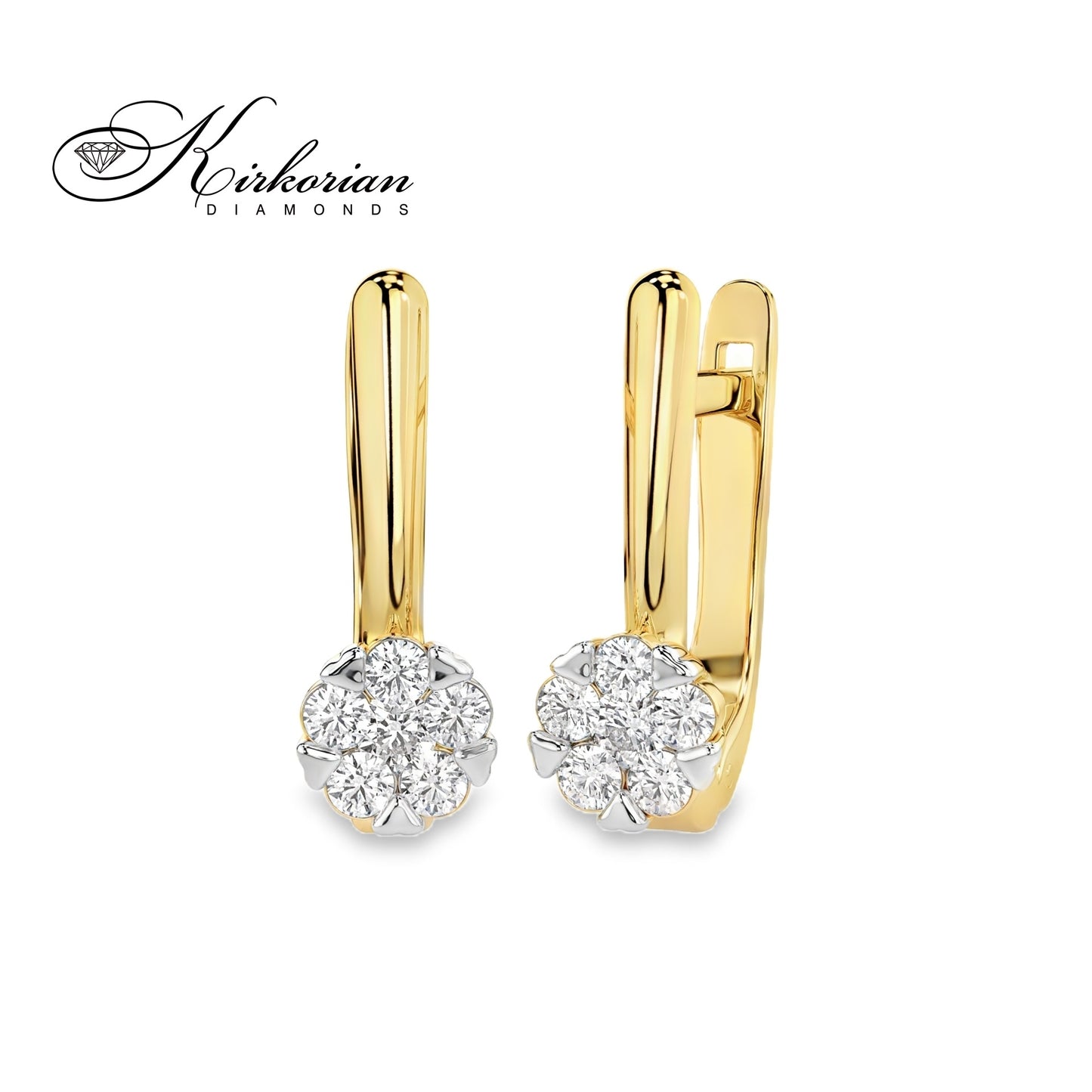 Обеци жълто злато 14к с диаманти 0.26 ct – Английско закопчаване, Код K10015