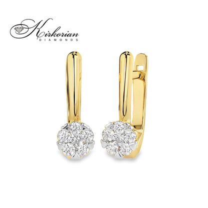 Обеци жълто злато 14к с диаманти 0.26 ct – Английско закопчаване, Код K10015