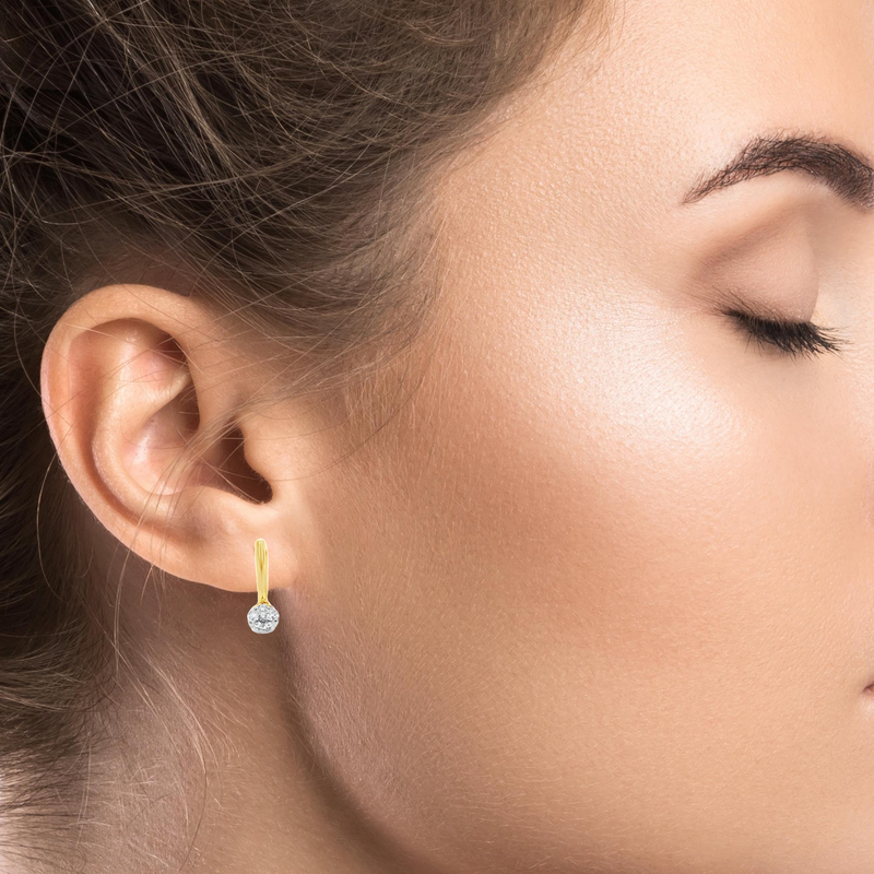 Обеци жълто злато 14к с диаманти 0.26 ct – Английско закопчаване, Код K10015