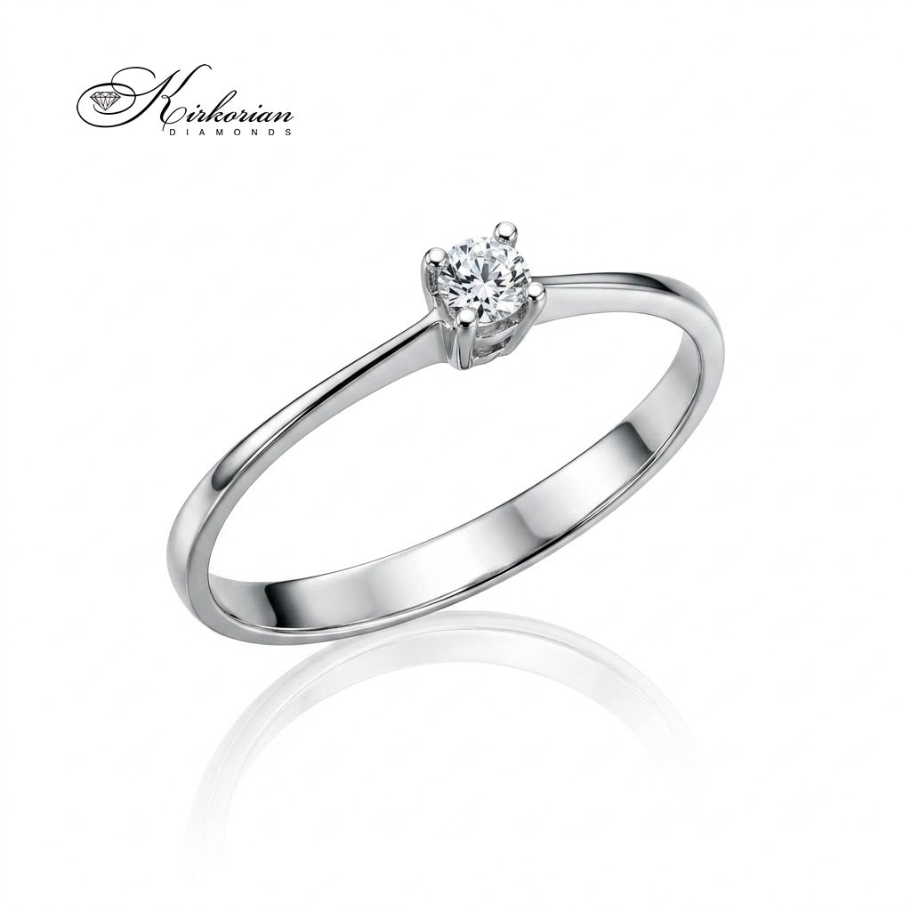 Годежен пръстен бяло злато с диамант 0.10 ct K121