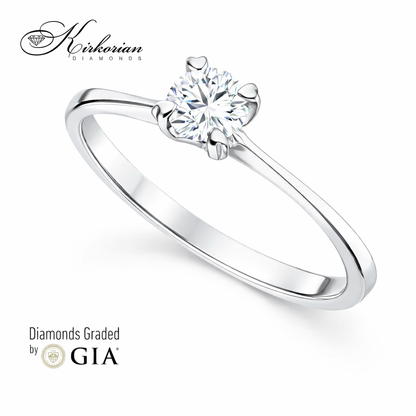 Годежен пръстен с диамант 0.30 ct GIA бяло злато 14К модел K155 изглед отгоре