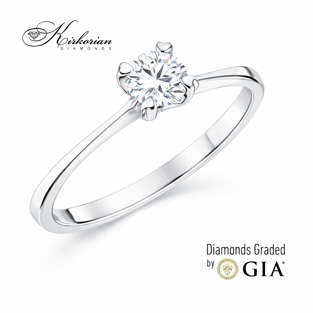 Годежен пръстен с диамант 0.30 ct GIA бяло злато 14К модел K155 страничен изглед