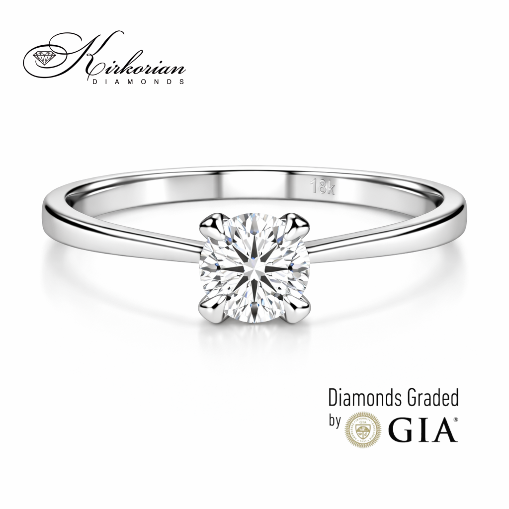 Годежен пръстен с диамант 0.30 ct GIA бяло злато 14К модел K155 фронтален изглед