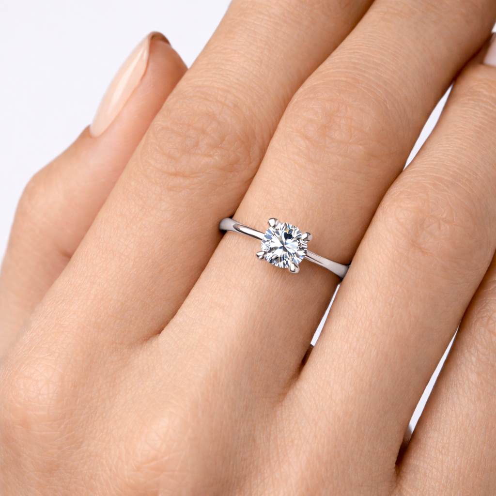 Годежен пръстен с диамант 0.30 ct GIA бяло злато 14К модел K155 на ръка