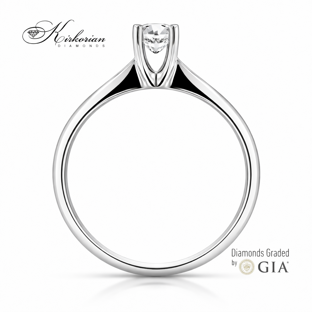 годежен пръстен 14 карата бяло злато с диамант 0.50 ct GIA сертификат K155A страничен профил дизайн