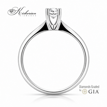 годежен пръстен 14 карата бяло злато с диамант 0.50 ct GIA сертификат K155A страничен профил дизайн