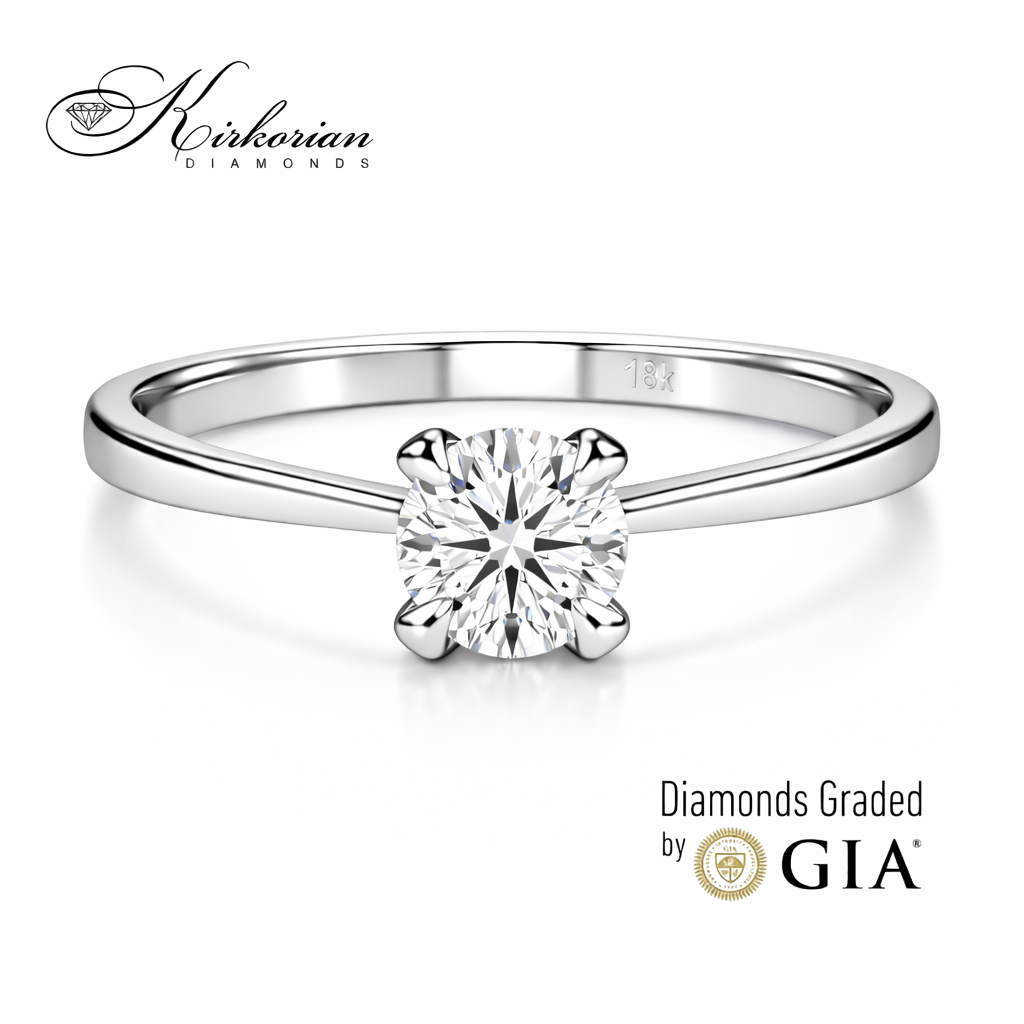 диамантен годежен пръстен от бяло злато 14K 0.50 ct GIA K155A фронтален изглед блясък и фасети