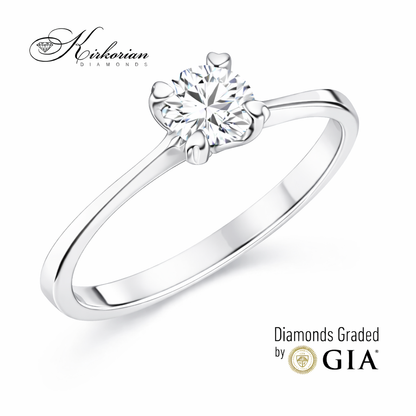 луксозен годежен пръстен бяло злато 14K диамант 0.50 ct GIA K155A детайл на корона и захват