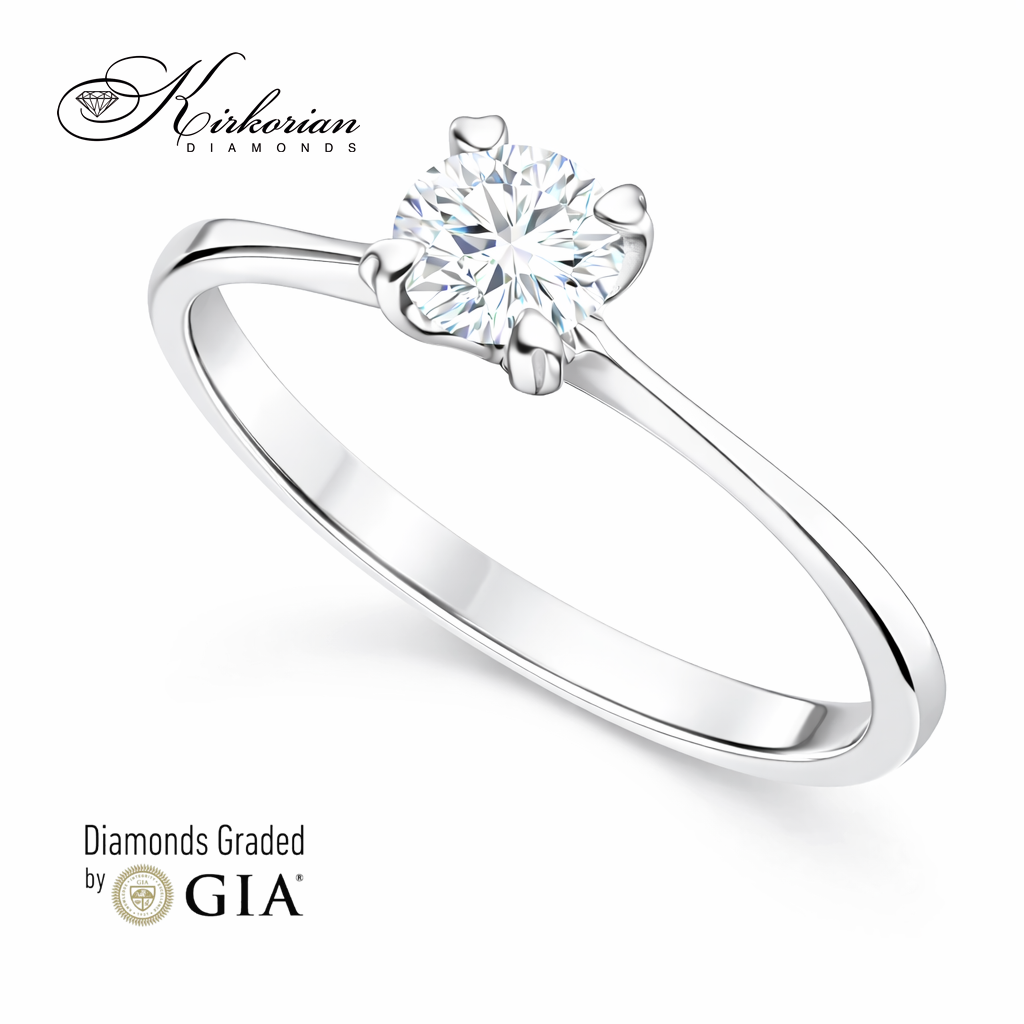 годежен пръстен от бяло злато 14K с диамант 0.50 ct GIA K155A изглед под ъгъл бижу с естествен диамант