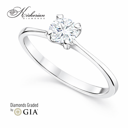 годежен пръстен от бяло злато 14K с диамант 0.50 ct GIA K155A изглед под ъгъл бижу с естествен диамант