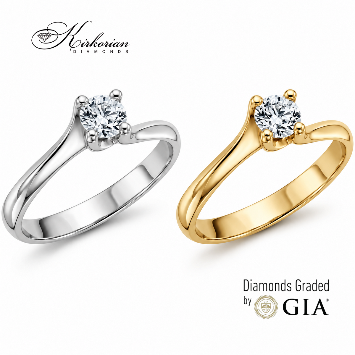 Модел K294 в бяло и жълто злато 14К с диамант 0.25 ct