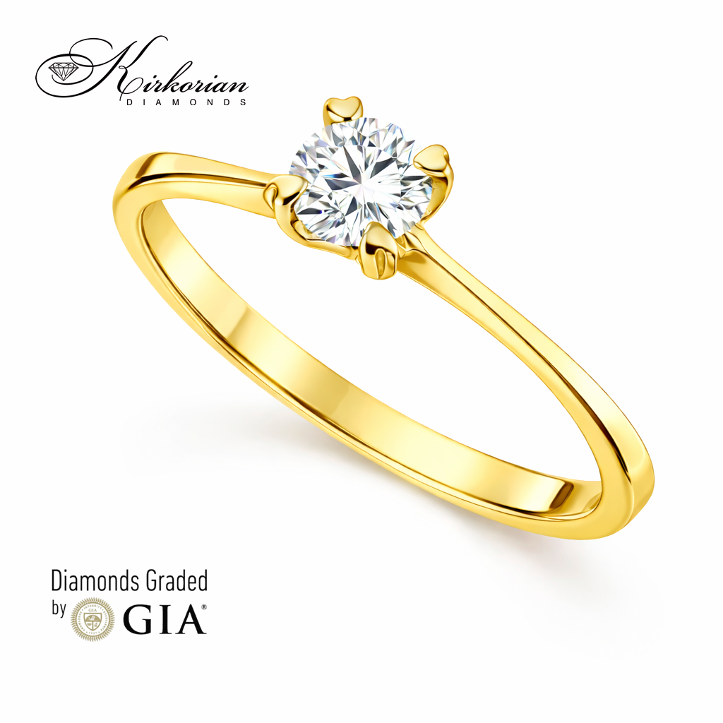 годежен пръстен жълто злато 14k с диамант 0.40 ct GIA F VS2 солитер модел K334B