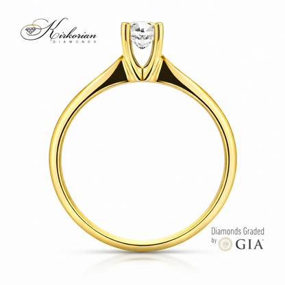 страничен профил годежен пръстен жълто злато 14k диамант 0.40 ct GIA F VS2 елегантна каса K334B