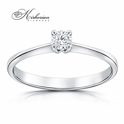годежен пръстен бяло злато 14K с диамант 0.15 ct класически солитер модел K342 Kirkorian Diamonds