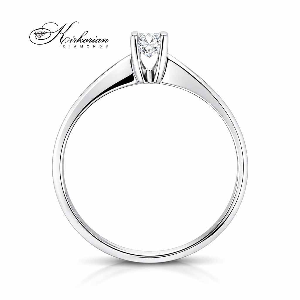 елегантен годежен пръстен бяло или жълто злато 14K с диамант 0.15 ct фин силует модел K342