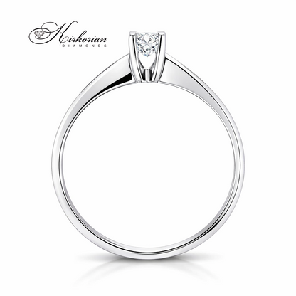 елегантен годежен пръстен бяло или жълто злато 14K с диамант 0.15 ct фин силует модел K342