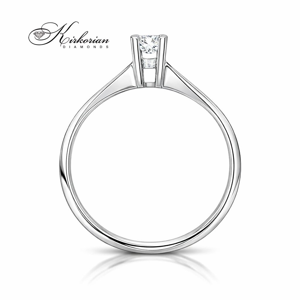 елегантен годежен пръстен с диамант 0.10 ct бяло злато 14K минималистичен дизайн модел K343