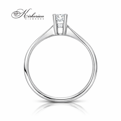 елегантен годежен пръстен с диамант 0.10 ct бяло злато 14K минималистичен дизайн модел K343