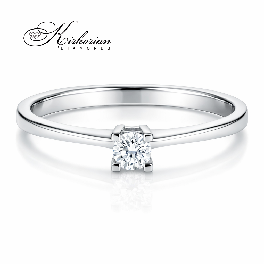 класически диамантен годежен пръстен бяло злато 14K с диамант 0.10 ct модел K343