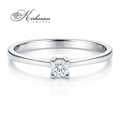 класически диамантен годежен пръстен бяло злато 14K с диамант 0.10 ct модел K343