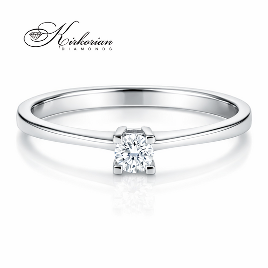 класически диамантен годежен пръстен бяло злато 14K с диамант 0.10 ct модел K343