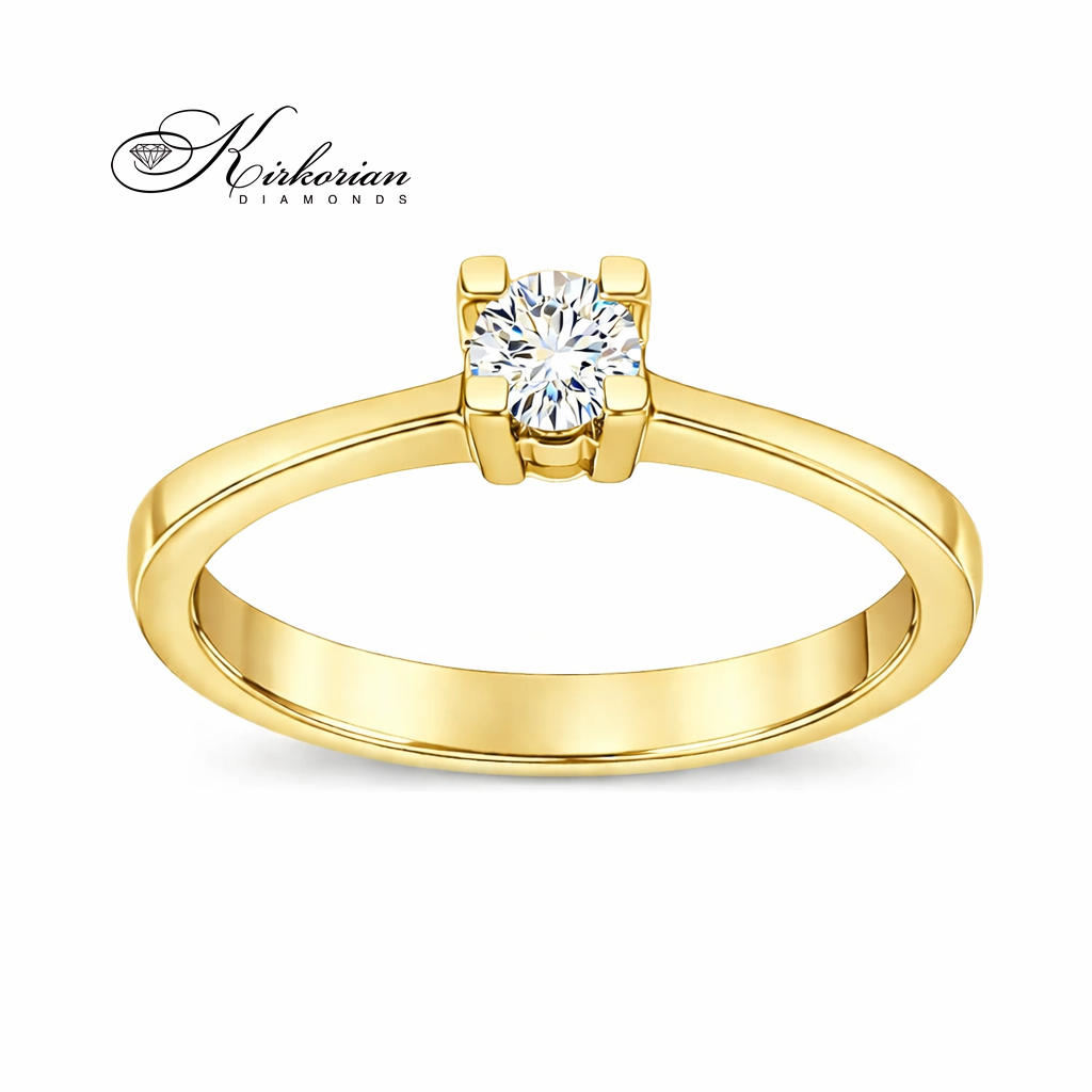 годежен пръстен бяло злато 14K с диамант 0.18 ct класически солитер модел K344 Kirkorian Diamonds
