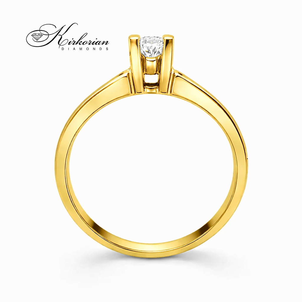 елегантен годежен пръстен с диамант 0.18 ct бяло злато 14K минималистичен дизайн K344