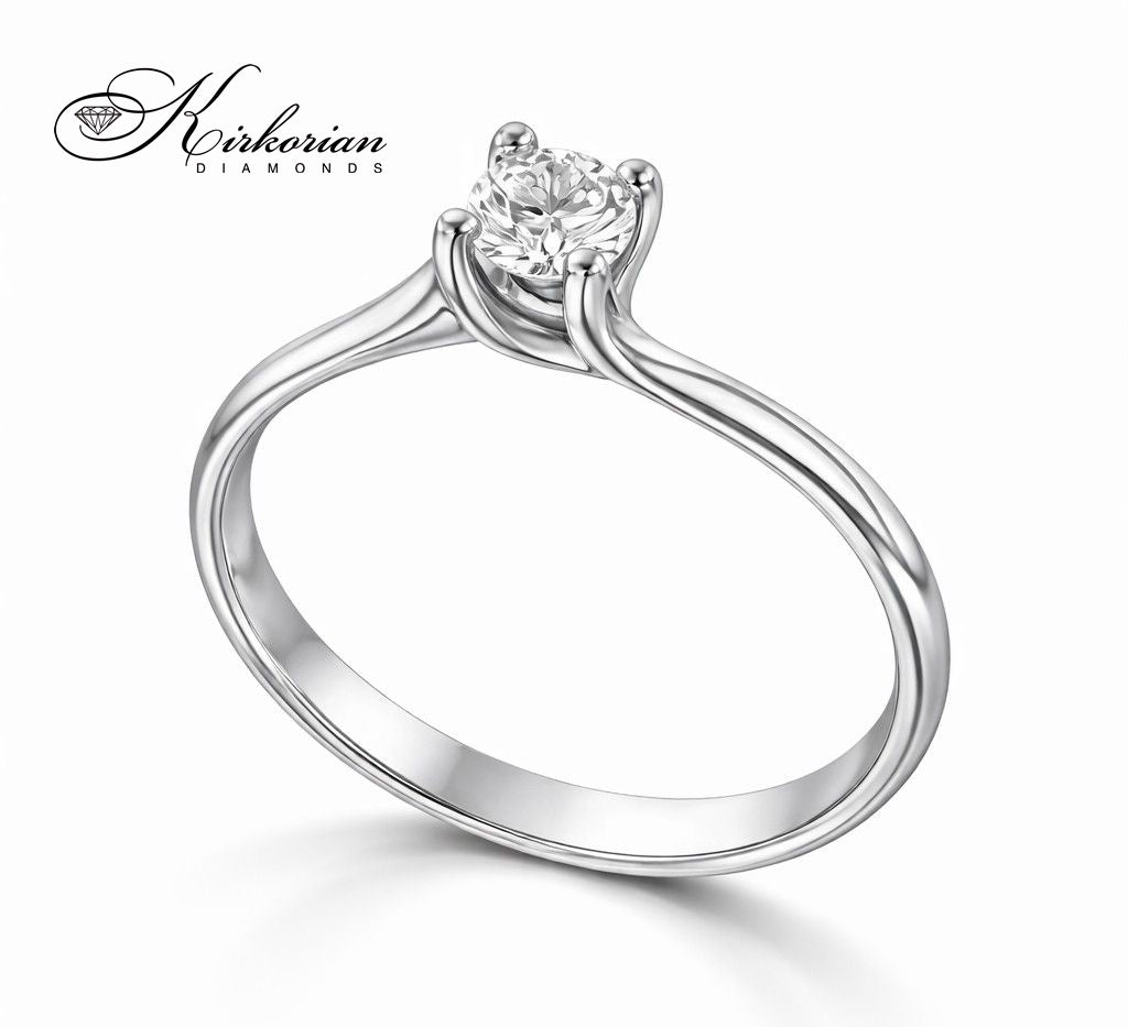 Годежен пръстен от бяло или жълто злато 14К с диамант 0.20 ct – код K346